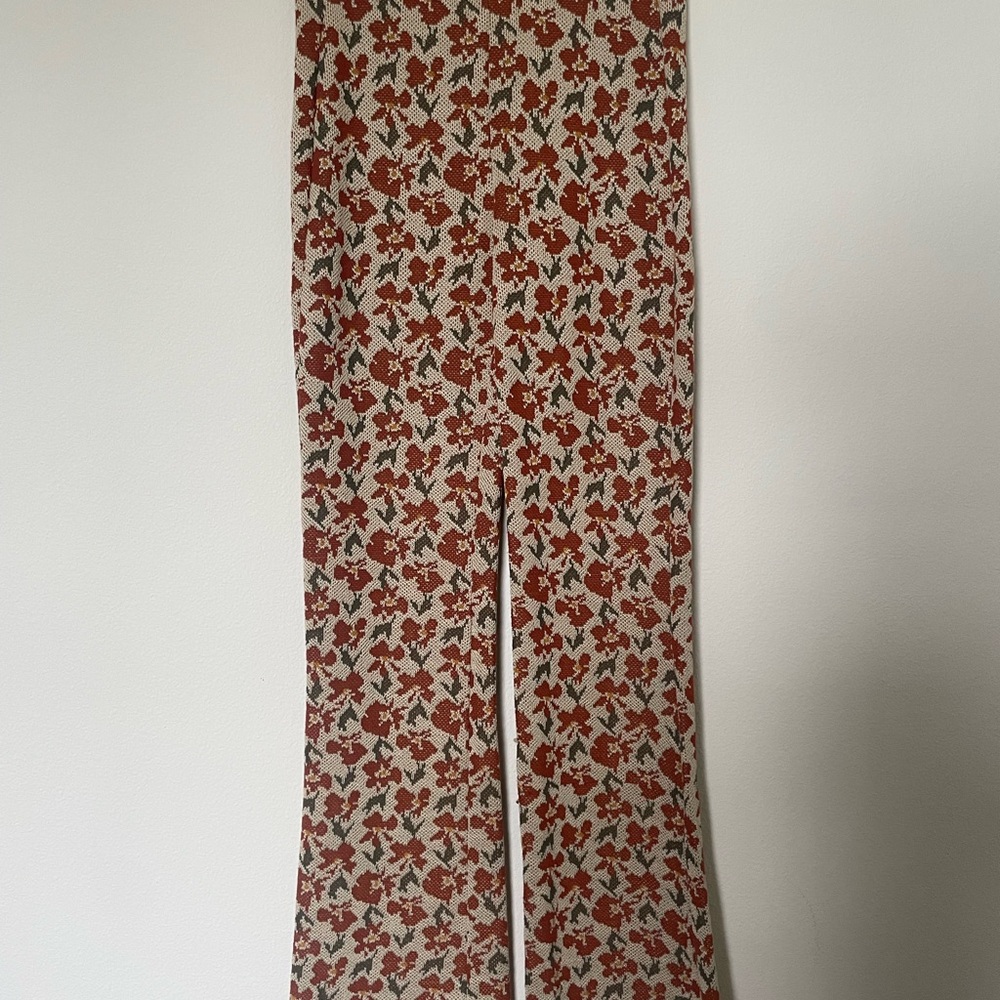 Urban Outfitters Floral Knit Flare Pants - Picture 3 of 6